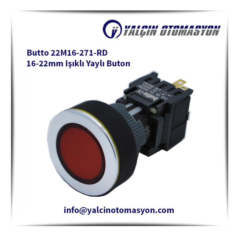 Butto 22M16-271-RD 16-22mm Işıklı Yaylı Buton