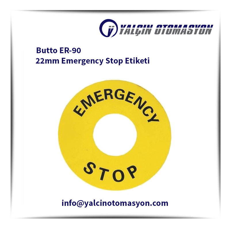 Butto ER-90 22mm Emergency Stop Etiketi