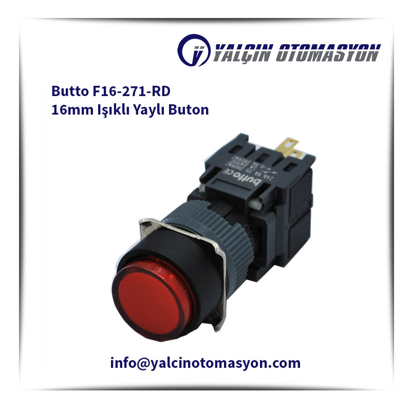 Butto F16-271-RD 16mm Işıklı Yaylı Buton