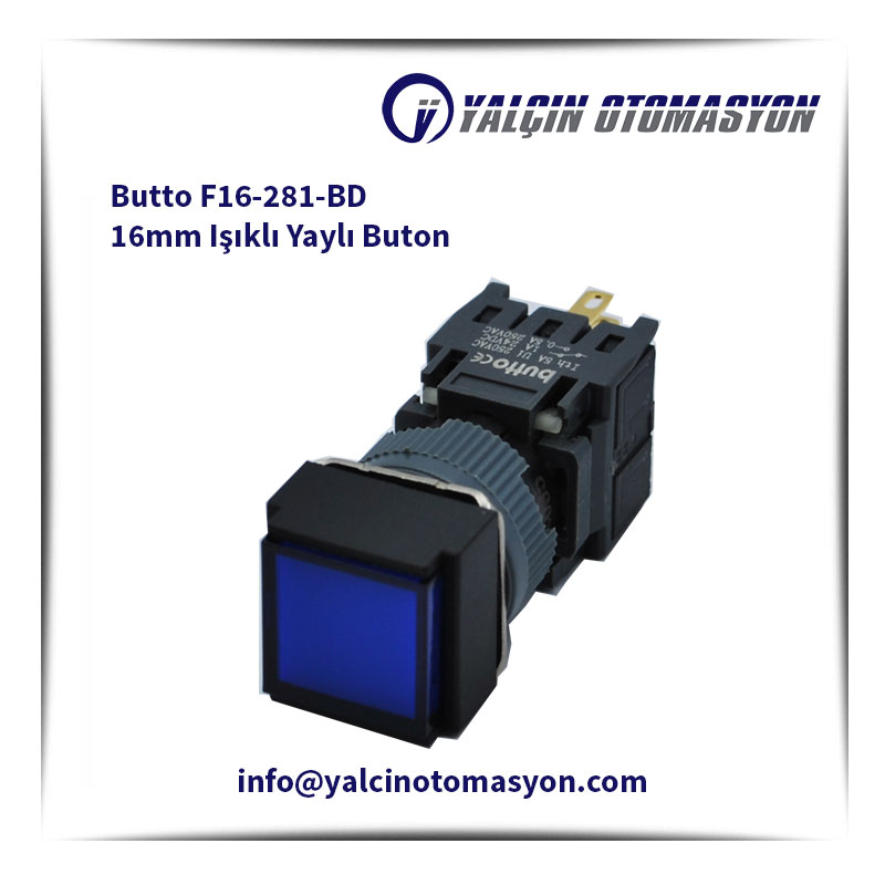 Butto F16-281-BD 16mm Işıklı Yaylı Buton
