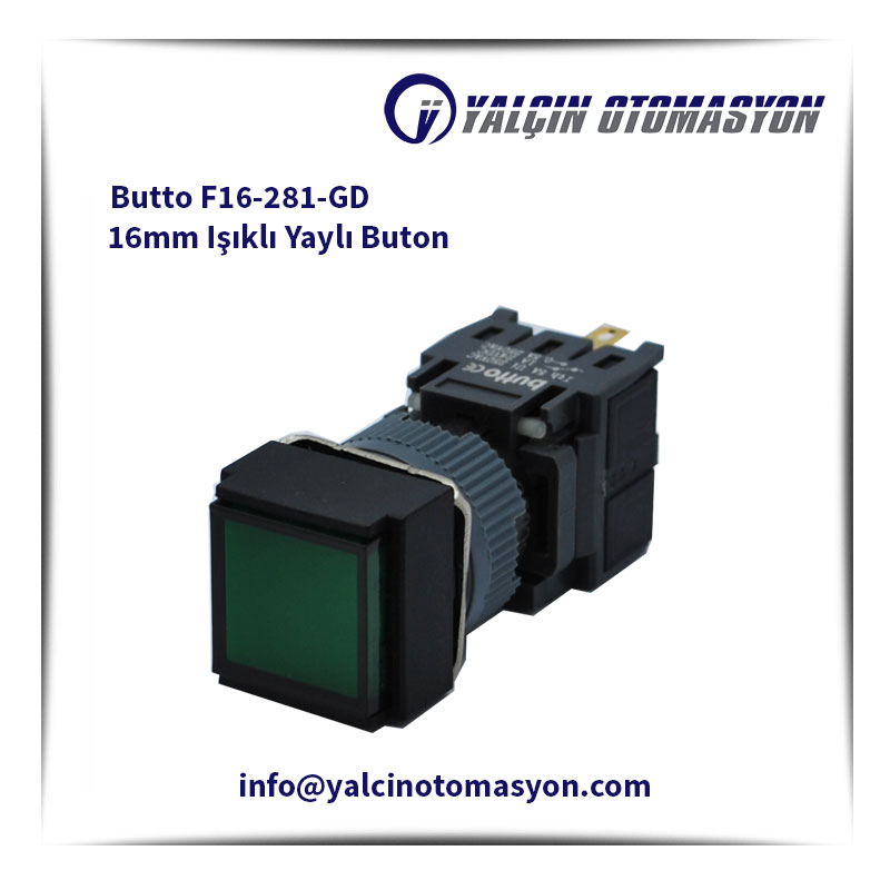 Butto F16-281-GD 16mm Işıklı Yaylı Buton
