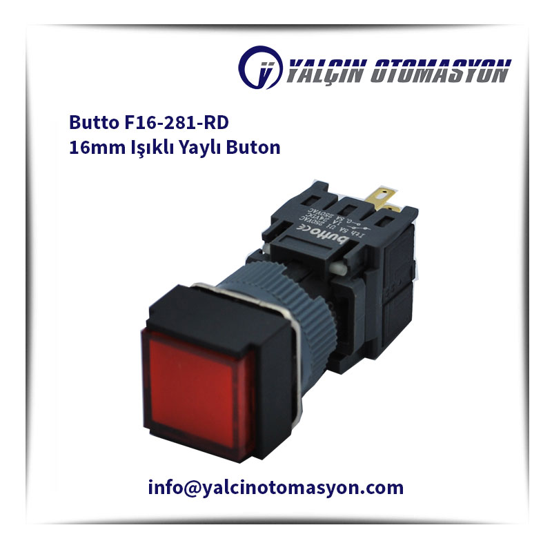 Butto F16-281-RD 16mm Işıklı Yaylı Buton