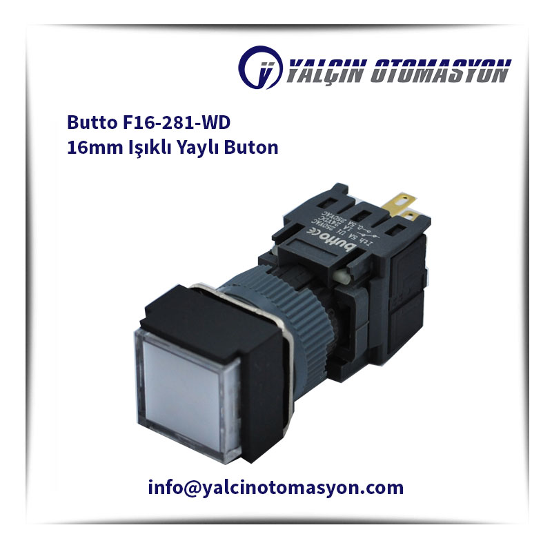 Butto F16-281-WD 16mm Işıklı Yaylı Buton
