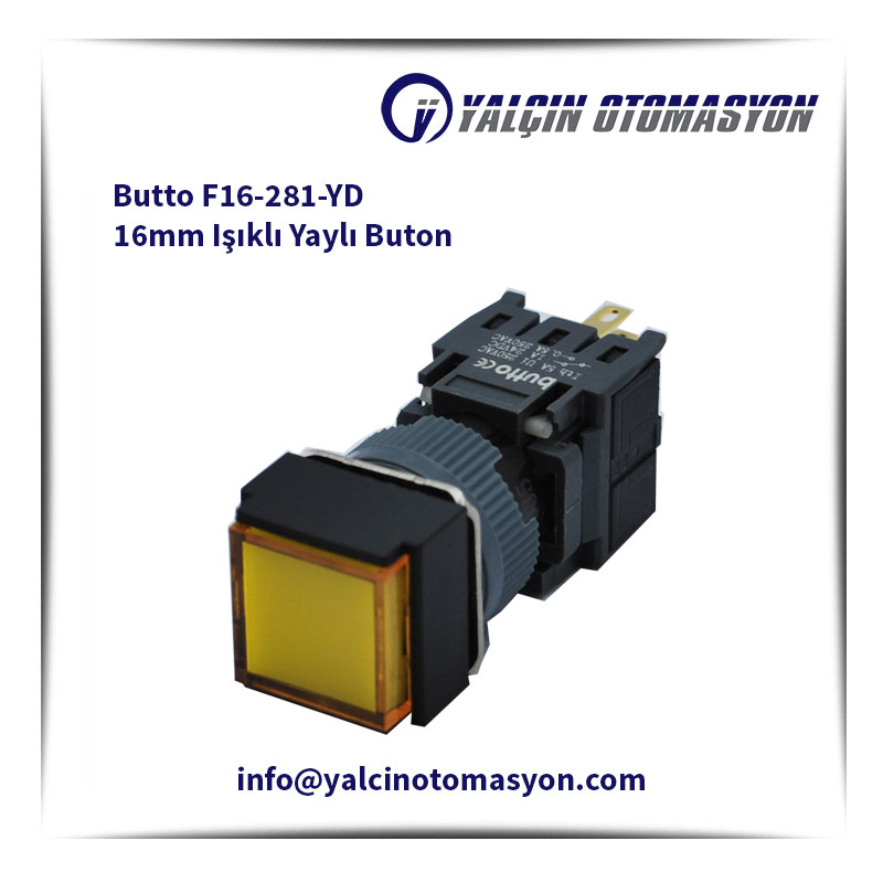 Butto F16-281-YD 16mm Işıklı Yaylı Buton