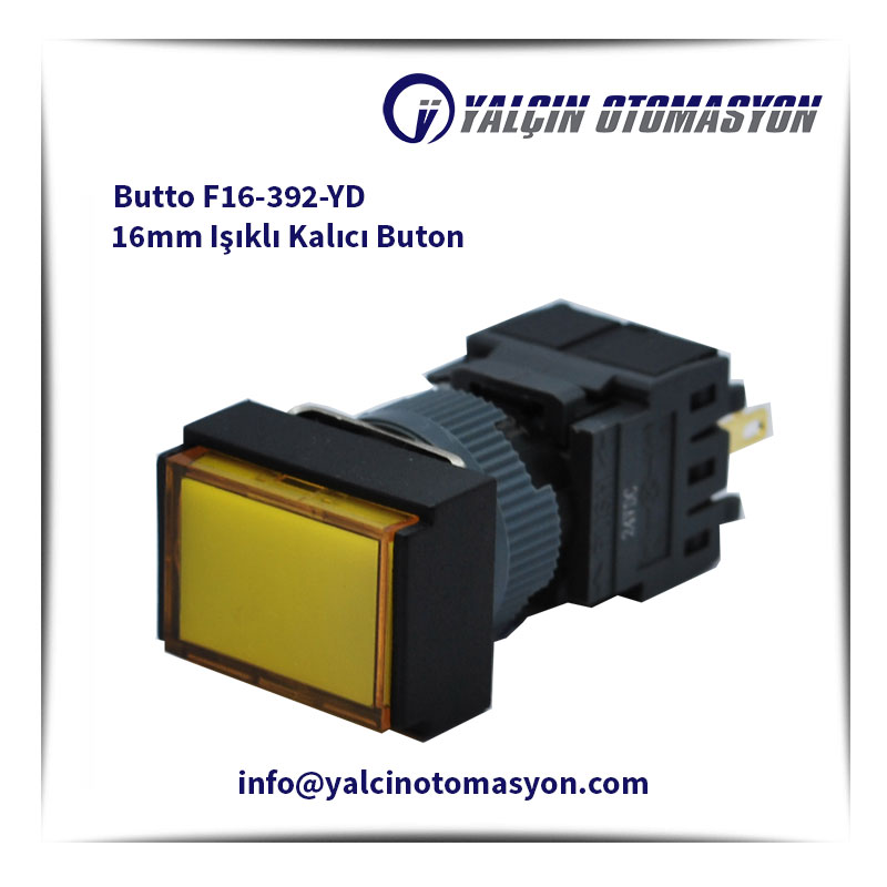 Butto F16-392-YD 16mm Işıklı Kalıcı Buton