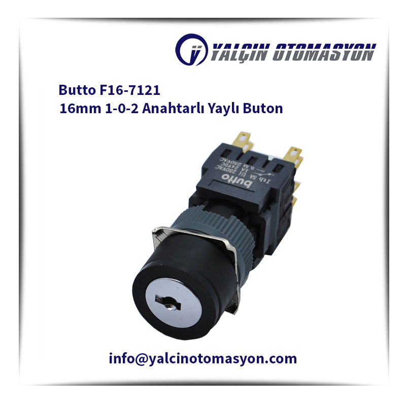 Butto F16-7121 16mm 1-0-2 Anahtarlı Yaylı Buton