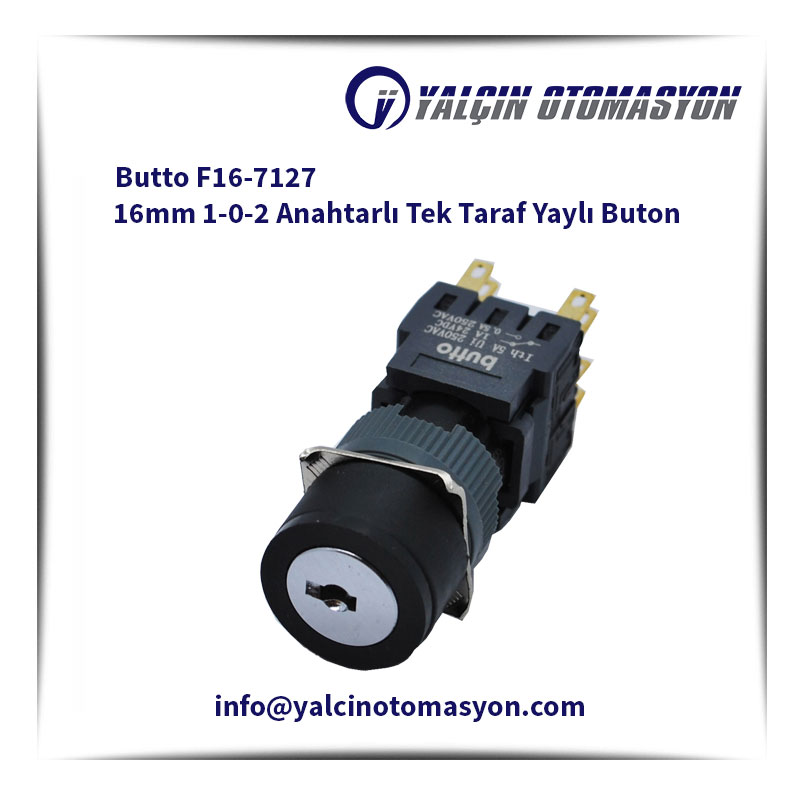 Butto F16-7127 16mm 1-0-2 Anahtarlı Tek Taraf Yaylı Buton