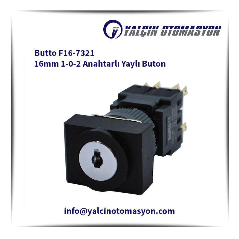 Butto F16-7321 16mm 1-0-2 Anahtarlı Yaylı Buton