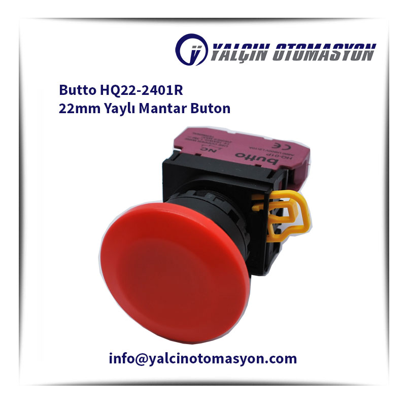Butto HQ22-2401R 22mm Yaylı Mantar Buton