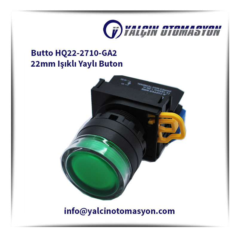 Butto HQ22-2710-GA2 22mm Işıklı Yaylı Buton