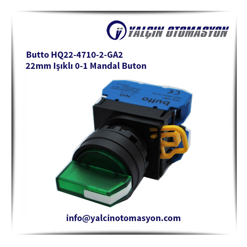 Butto HQ22-4710-2-GA2 22mm Işıklı 0-1 Mandal Buton