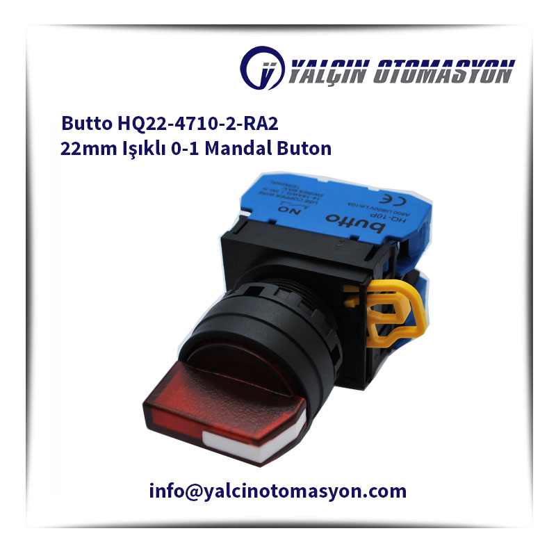 Butto HQ22-4710-2-RA2 22mm Işıklı 0-1 Mandal Buton