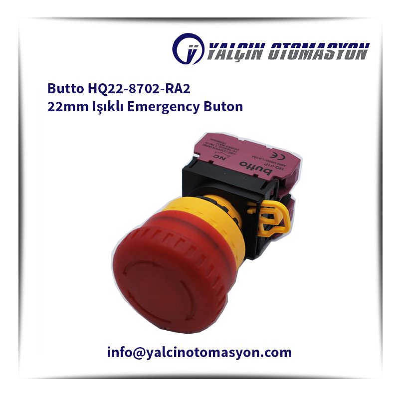 Butto HQ22-8702-RA2 22mm Işıklı Emergency Buton