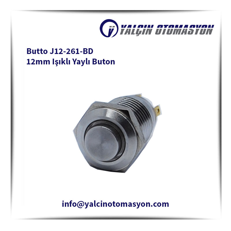Butto J12-261-BD 12mm Işıklı Yaylı Buton