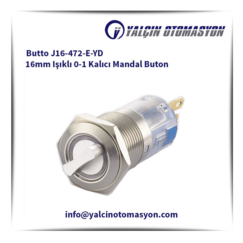 Butto J16-472-E-YD 16mm Işıklı 0-1 Kalıcı Mandal Buton