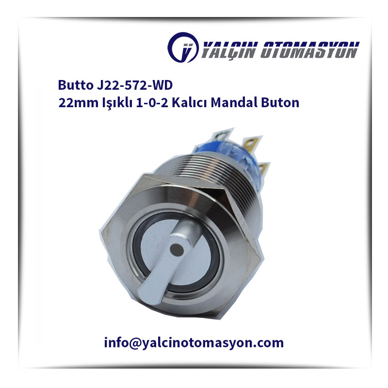Butto J22-572-WD 22mm Işıklı 1-0-2 Kalıcı Mandal Buton