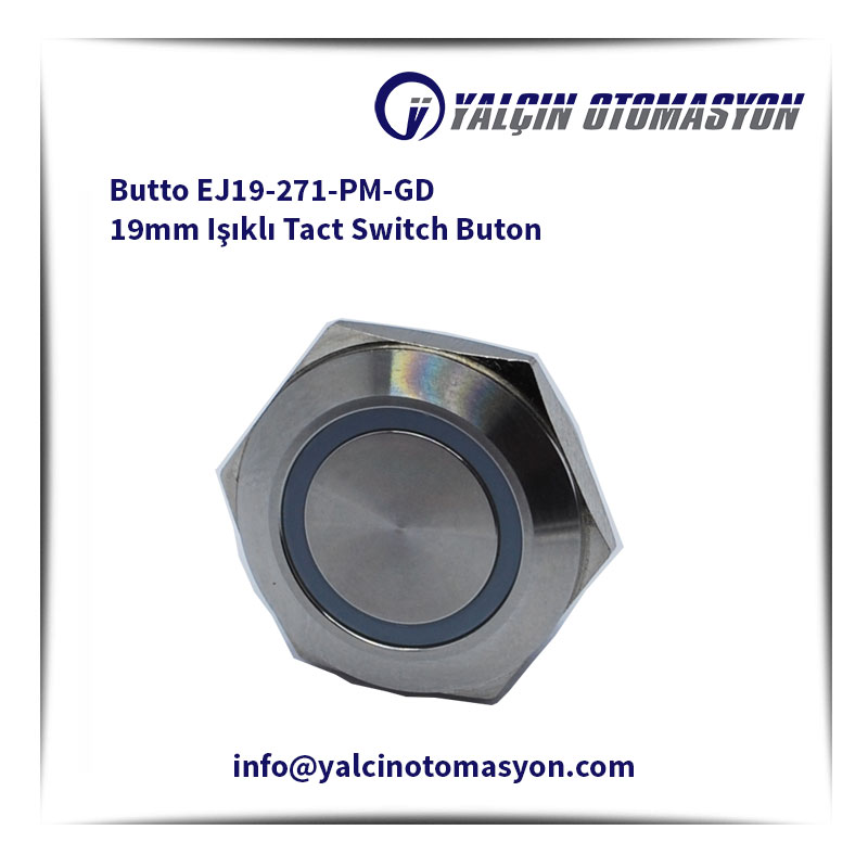 Butto EJ19-271-PM-GD 19mm Işıklı Tact Switch Buton