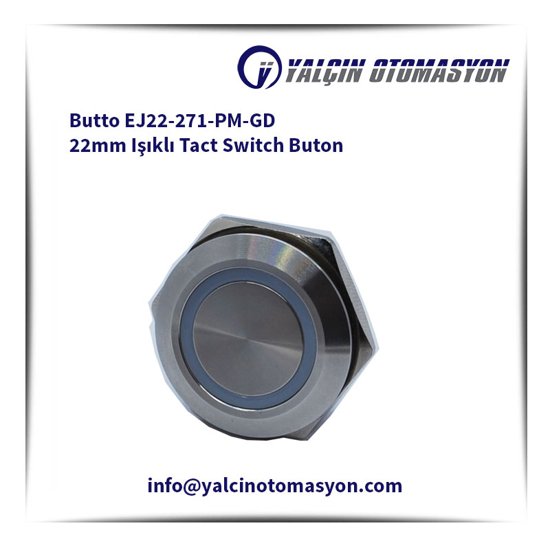 Butto EJ22-271-PM-GD 22mm Işıklı Tact Switch Buton