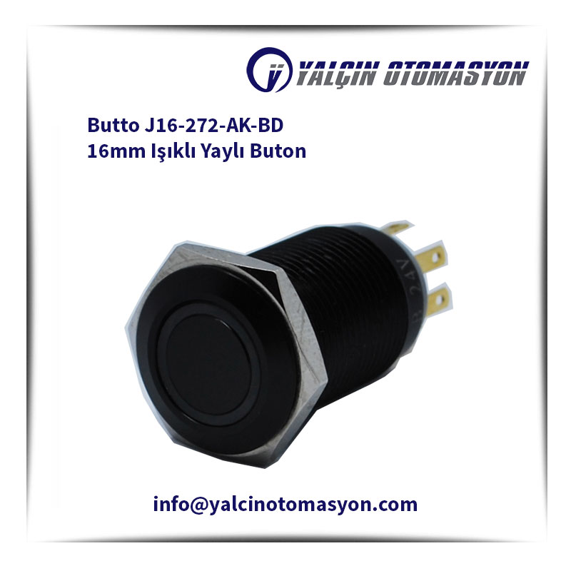Butto J16-272-AK-BD 16mm Işıklı Yaylı Buton