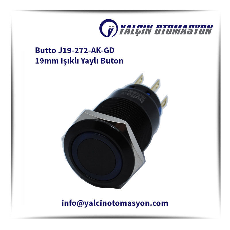 Butto J19-272-AK-GD 19mm Işıklı Yaylı Buton