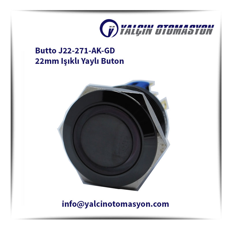Butto J22-271-AK-GD 22mm Işıklı Yaylı Buton