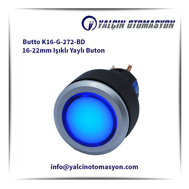 Butto K16-G-272-BD 16-22mm Işıklı Yaylı Buton