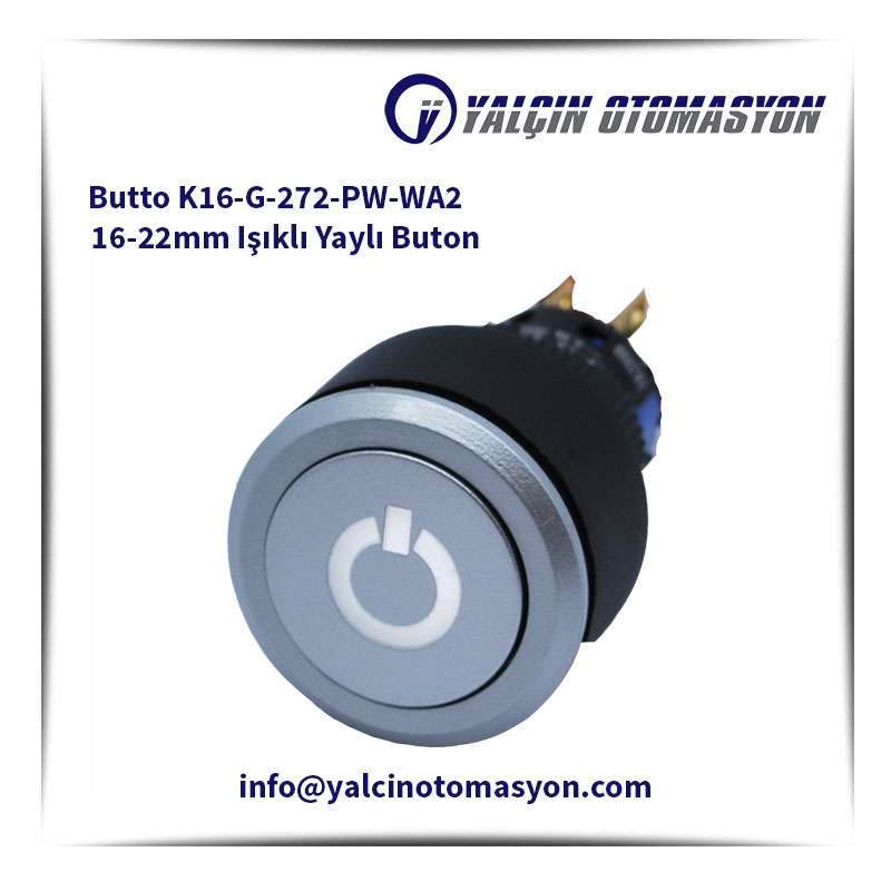 Butto K16-G-272-PW-WA2 16-22mm Işıklı Yaylı Buton