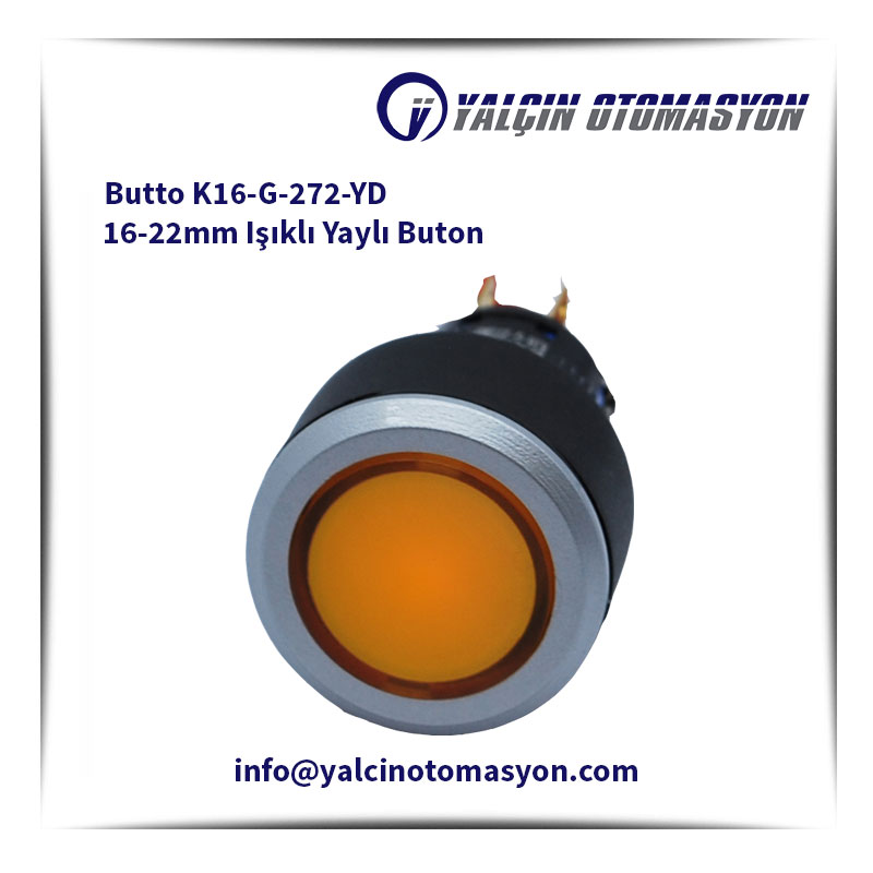 Butto K16-G-272-YD 16-22mm Işıklı Yaylı Buton