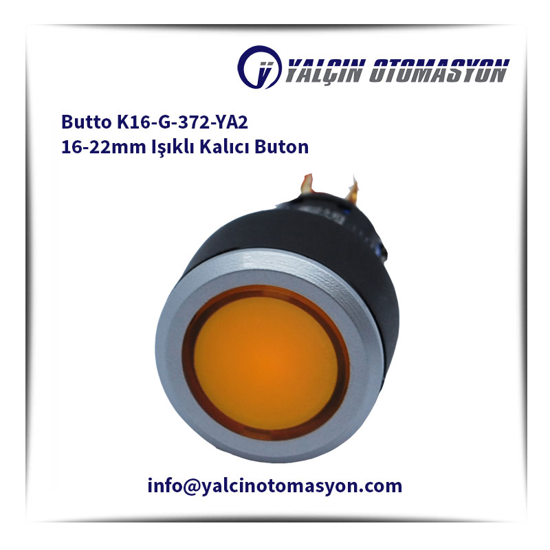 Butto K16-G-372-YA2 16-22mm Işıklı Kalıcı Buton