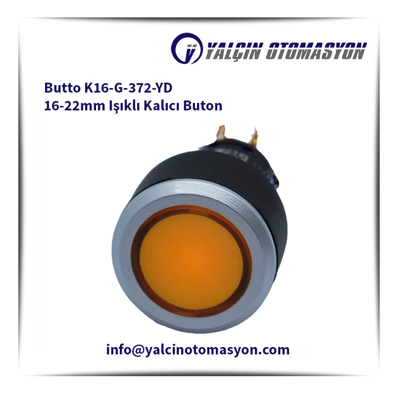 Butto K16-G-372-YD 16-22mm Işıklı Kalıcı Buton