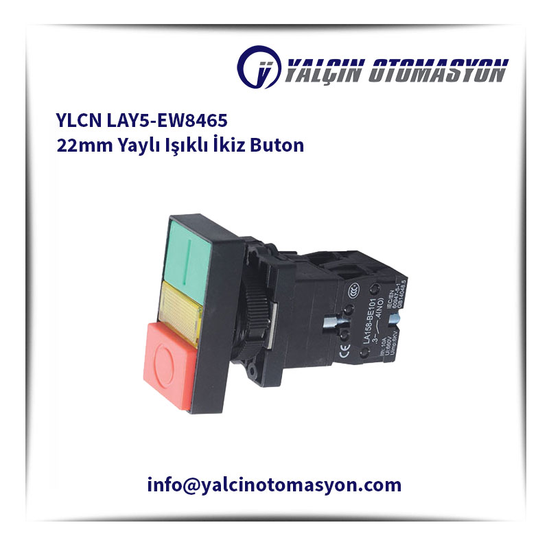 YLCN LAY5-EW8465 22mm Yaylı Işıklı İkiz Buton