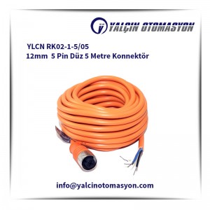 YLCN RK02-1-5/05 12mm 5 Pin Düz 5 Metre Konnektör