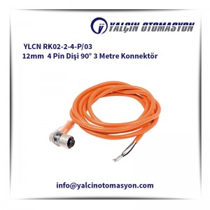 YLCN RK02-2-4-P/03 12mm 4 Pin Dişi 90° 3 Metre Konnektör