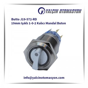 Butto J19-572-RD 19mm Işıklı 1-0-2 Kalıcı Mandal Buton