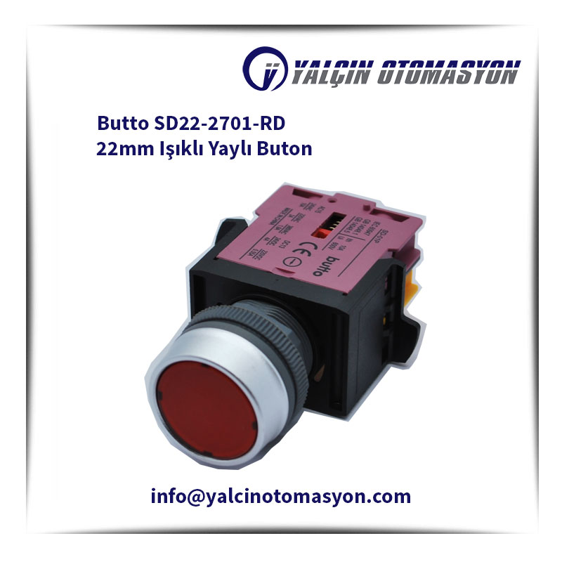 Butto SD22-2701-RD 22mm Işıklı Yaylı Buton
